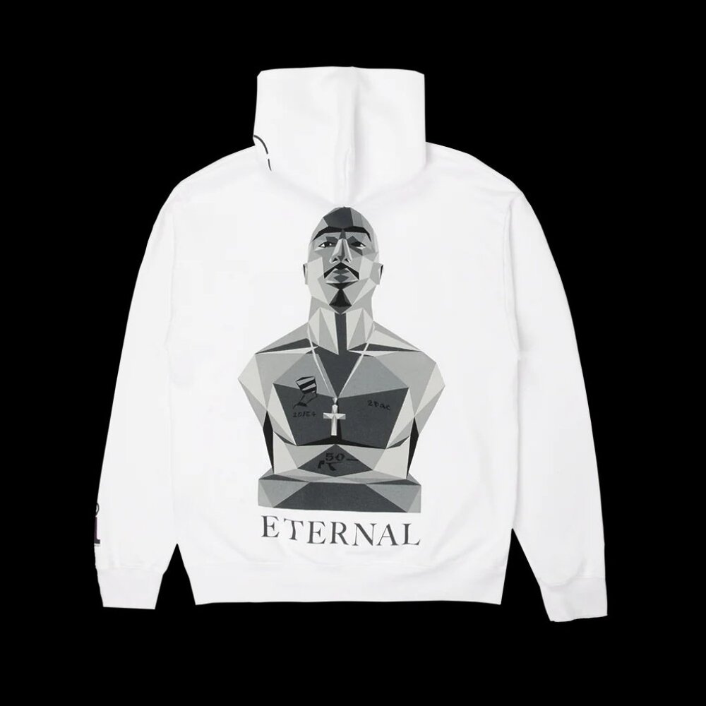 NEW FRAGMENT x 2PAC INTERSCOPE RECORDS WHITE HOODIE SZ L